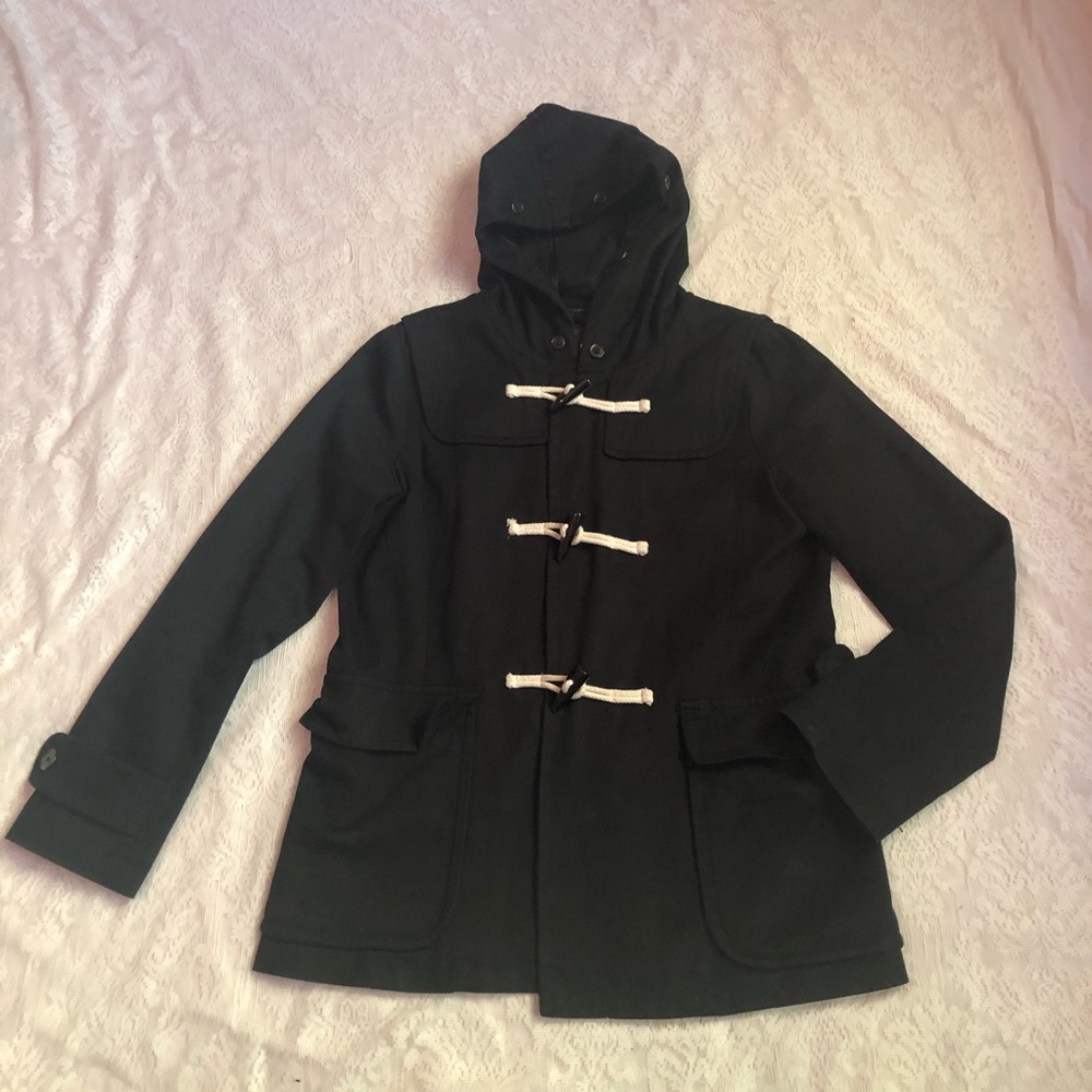 Gap Toggle Front Hooded Black Coat - image 1